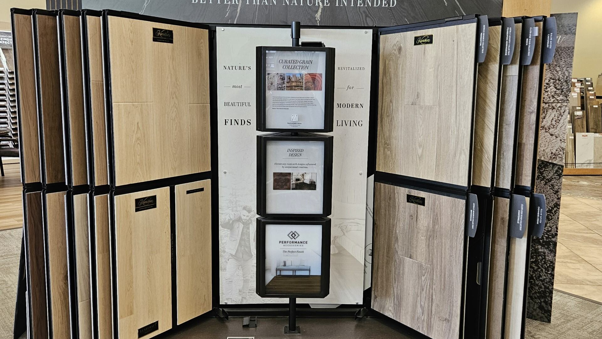 Flooring displays inside the Halpin's Flooring America Baton Rouge showroom