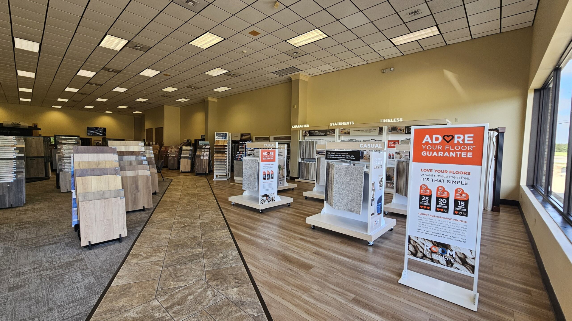 Tile and home design displays at Halpin's Flooring America in Baton Rouge