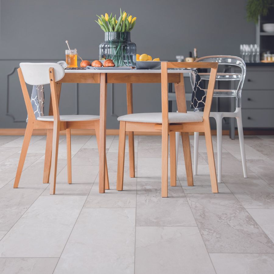 grey tile flooring in a Baton Rouge dining room
